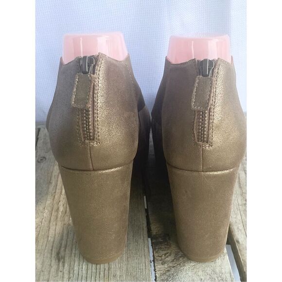 EILEEN FISHER Bella Gold Metallic Leather Suede Platform Wedge Sandal Wm’s Sz 10 - Picture 8 of 10